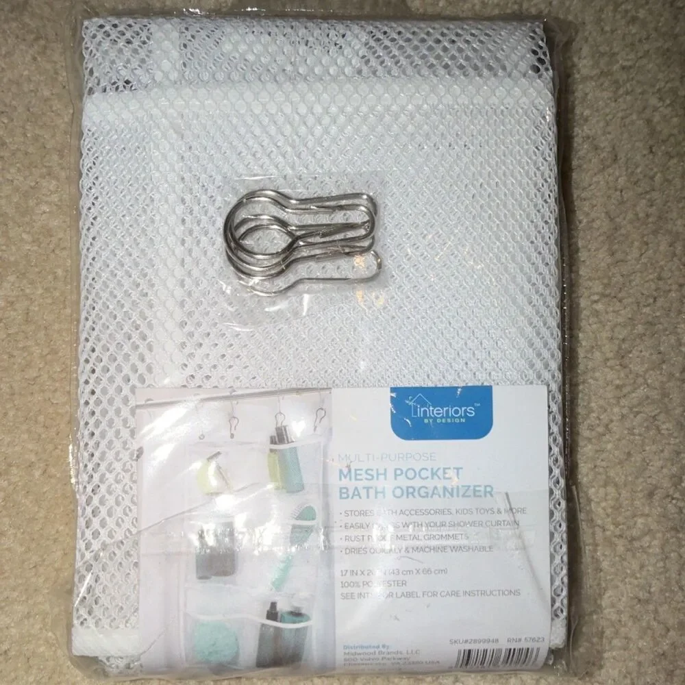 Interiors by Design White Polyester Hanging 3-Tier Shower Organizer w/ Hooks